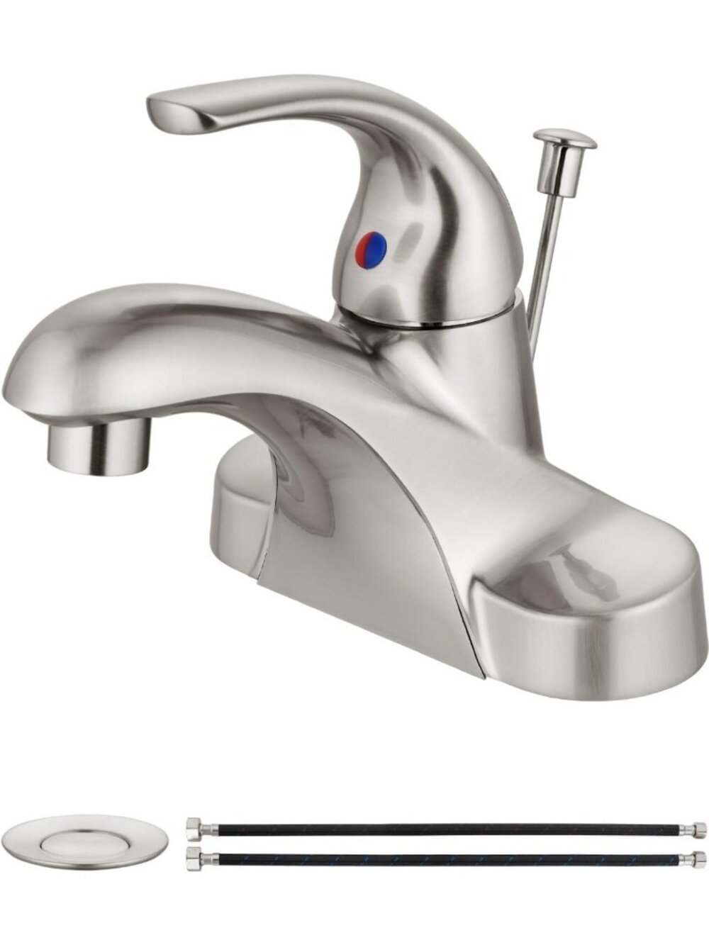 Sleek Brushed Nickel 4-Inch Centerset Bathroom Faucet & Drain - Modern Upgrade
